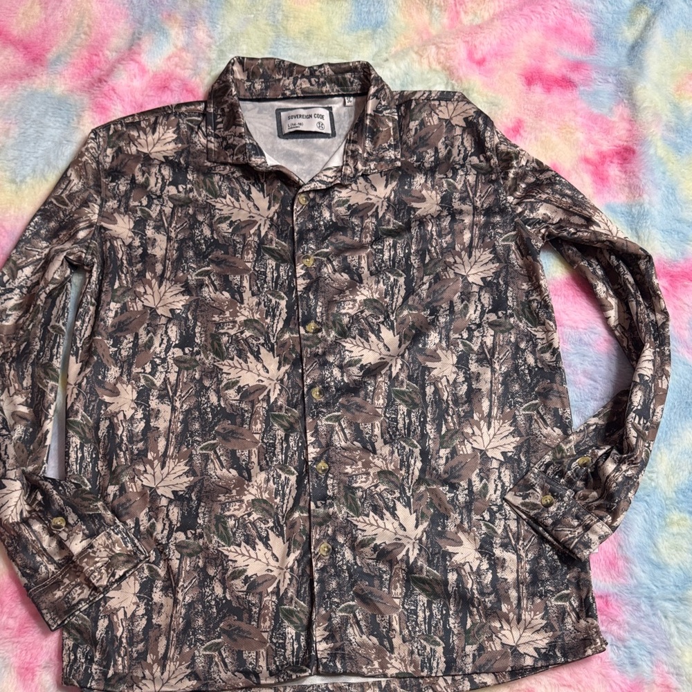 2/$10 Boys Large 14/16 Forest Camo Shirt Jacket
